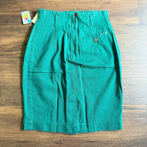 Esprit Vintage 80s Cotton High-Waist Emerald Green Pencil Skirt 7/8 NWT - Picture 6 of 7